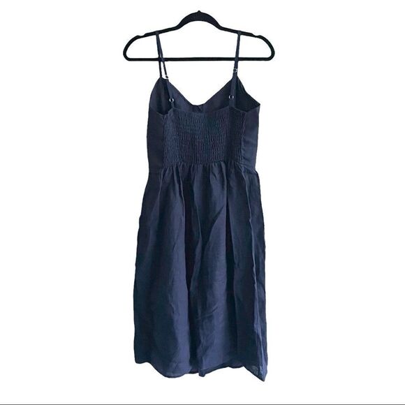 PISTACHE Italy Linen Sleeveless Button Front Midi Dress Navy Blue XS - Picture 4 of 6